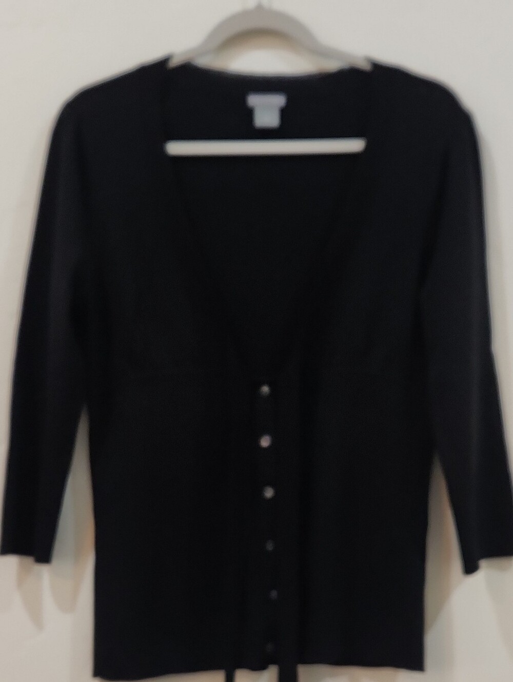 Ann Taylor Black V-Neck Button-Front Sweater